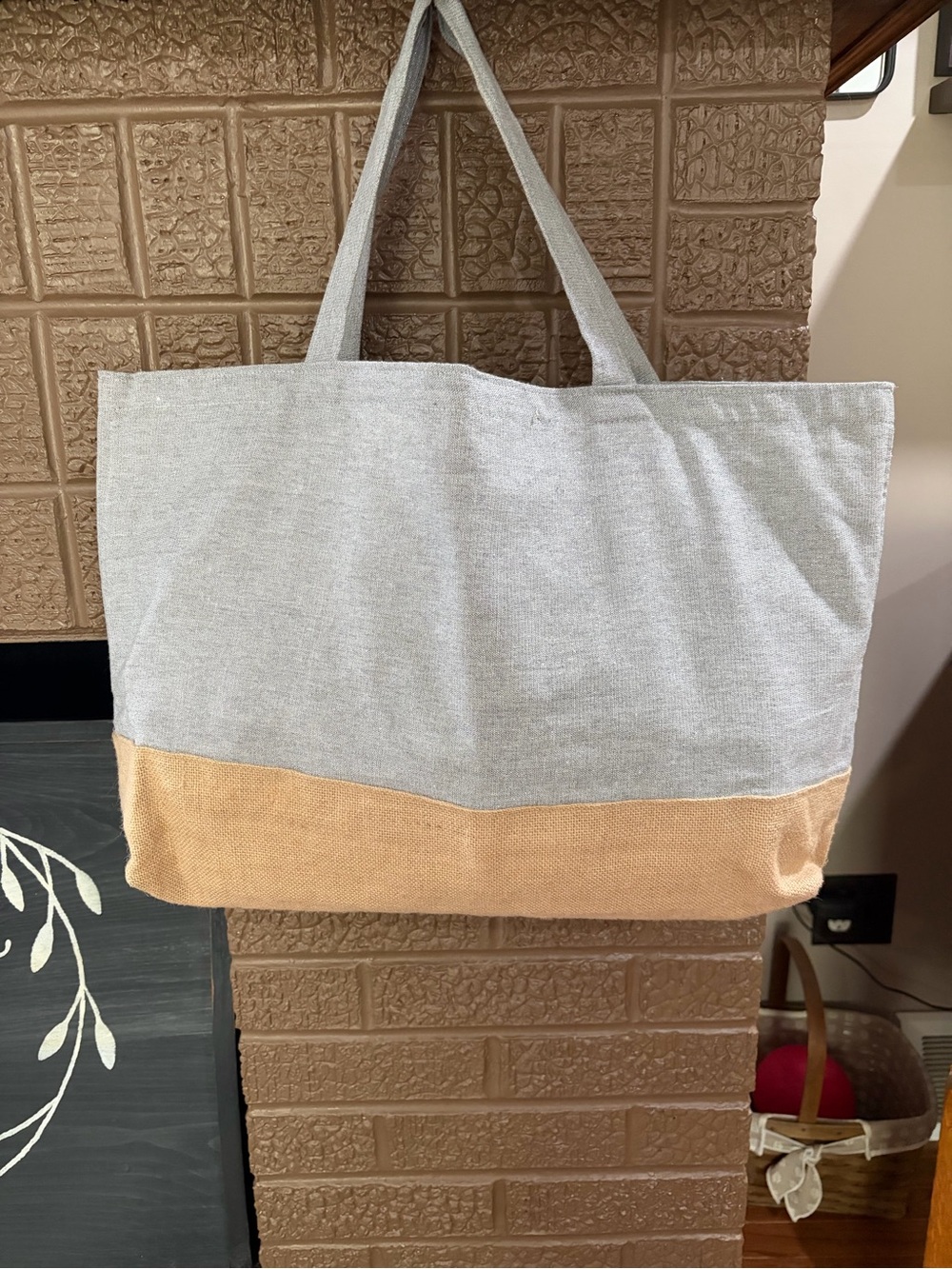Chico's Light Gray and Beige Two-Tone Canvas Tote*